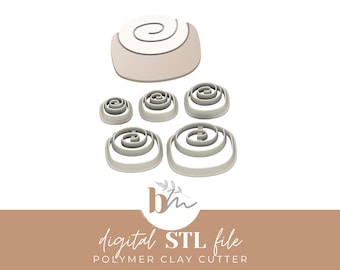 Cinnamon Roll - 5 Sizes | Digital STL File | Polymer Clay Cutters & Tools