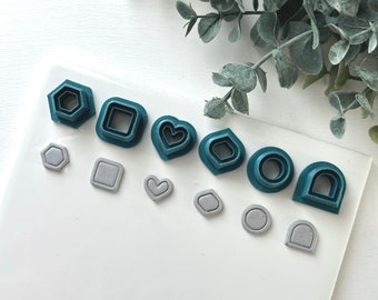 Lot de clous avec bordures, formes basiques | Emporte-pièce en pâte polymère | Accessoires pour bijoux et boucles d'oreilles