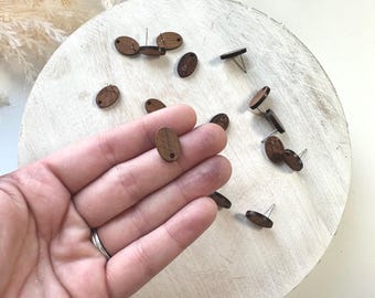 Wood Oval Earring Post (10pc) | Jewelry Components | Earring Making Supplies