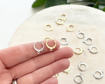 Huggie Leverback Earring Post - Gold or Silver (10pc) | Jewelry Components | Earring Making Supplies