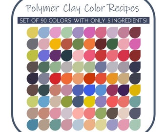 Huge Set of 90 Polymer Clay Color Recipes | 15 Color Palettes, Neutrals, Muted | Sculpey Premo | Instant Download | Clay Mixing Tutorial