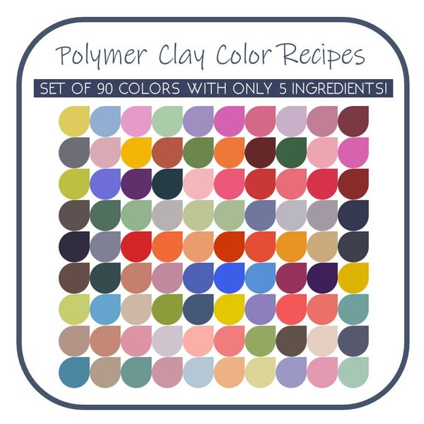 Énorme ensemble de 90 recettes de couleur d’argile polymère | 15 palettes de couleurs, neutres, | en sourdine Sculpey Premo | téléchargement instantané | Tutoriel de mélange d’argile