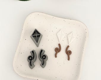 Kite and String 3pc Set | Polymer Clay Cutter | Earring & Jewelry Maker Supplies