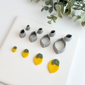 Limón con hoja / Cortador de arcilla polimérica / Suministros para hacer aretes y joyas