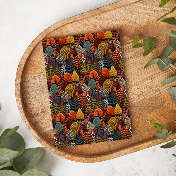 Embroidered Fall Trees | T0548 | Water Soluble Transfer Paper | Polymer Clay Earring & Jewelry Image Transfers | Former SKU WM58
