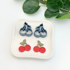 Cherries with Stem (Mirror Set) | Polymer Clay Cutter | Earring & Jewelry Maker Supplies