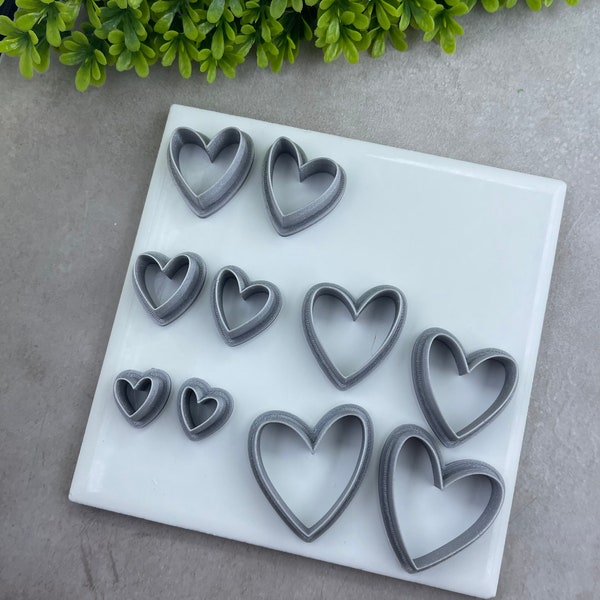 Asymmetrical Hearts | Valentines Day | Mirror Set | Polymer Clay Cutter | 12.17.22