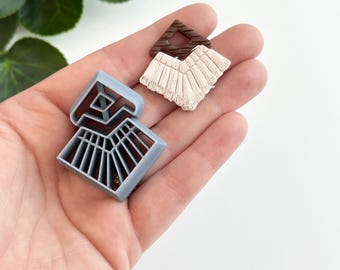 Juego de colgantes cuadrados de macramé / Colección de macramé / Cortador de arcilla polimérica / Suministros para la fabricación de pendientes y joyas