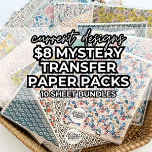 Mystery Transfer Paper Bundle - 10 Sheets - Current Collection | Image Transfer Paper | Polymer Clay Earring & Jewelry Making Supplies