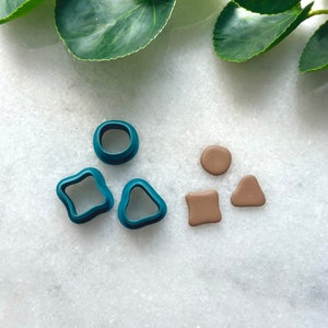 Organische Ohrstecker | Kreis, Quadrat, Dreieck | Polymer Clay Cutter | Ohrring & Schmuck Maker Zubehör