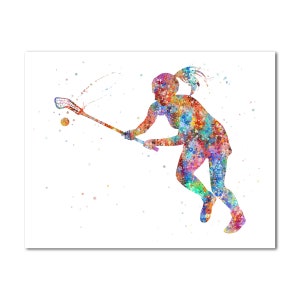 Female Lacrosse Player Poster Print Gift for Her Picture Lacrosse Woman Sports Wall Art Decor Fan Gift Modern Lacrosse Girl Painting Print