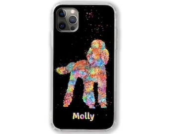 Poedel telefoonhoesje gepersonaliseerde hond aangepaste naam iPhone Samsung Huawei aangepast iPhone-hoesje gepersonaliseerde tekst huisdier cadeau voor hondenbezitter