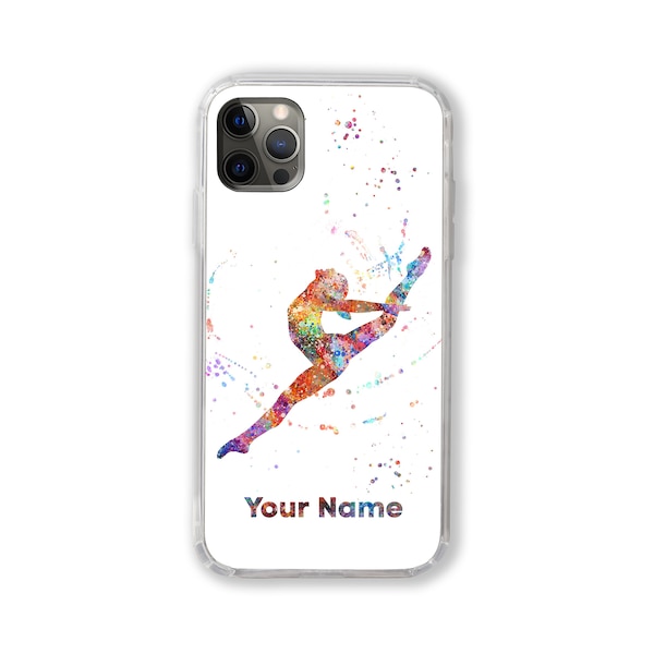 Coque de téléphone personnalisée gymnaste gymnastique féminine nom personnalisé iPhone Samsung Huawei texte personnalisé citation fille femme cadeau personnalisé