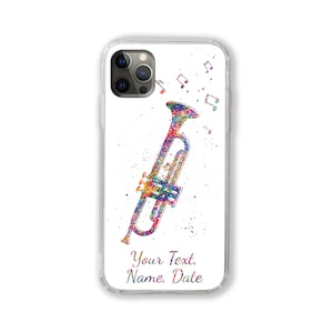 Trumpet Phone Case Personalized Customized iPhone Samsung Galaxy Case Custom Name Personalised Text Trumpeter Gift Music Instrument