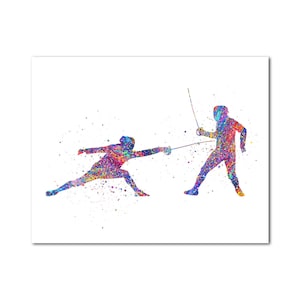 Fencing Poster Print Picture Painting Print Gift for Fencers Wall Decor Fencing Sports Art Fencer Gift for Women or Men Fencing Decor
