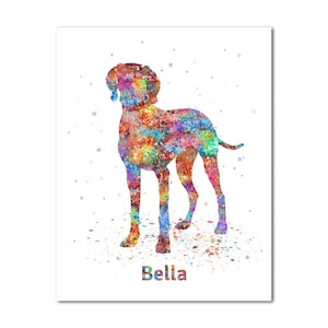 Weimaraner Personalized Poster Dog Custom Name Painting Print Personalised Customized Art Decor Illustration Gift For Pet Owner Picture Art