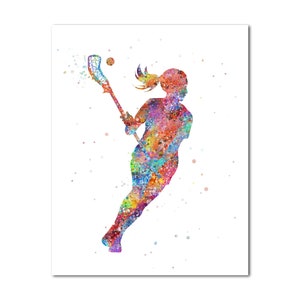 Lacrosse Woman Poster Print Gift for Her Painting Print Female Lacrosse Player Sports Wall Art Decor Lacrosse Girl Fan Gift Modern Picture
