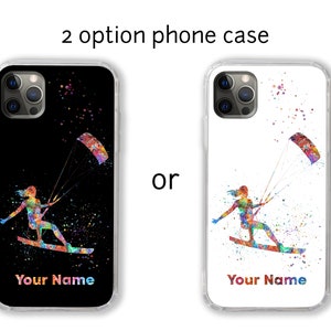 Kitesurfing Girl Personalized Phone Case Female Kitesurfer Custom Name iPhone Samsung Customized Quote Text Name Kiteboarding Personalised