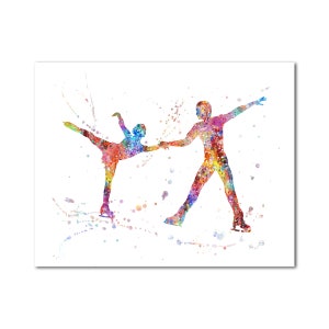 Eislaufen Paar Poster Kunst Malerei Druck Eiskunstlauf Eiskunstlauf Bild Wandkunstkunst Eiskunstlauf Paar Mann und Frau Junge und Mädchen