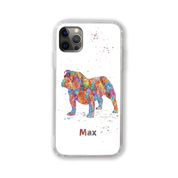 Bulldog Phone Case Personalized English Bulldog Custom Name iPhone Huawei Samsung Customized Phone Case Personalised Text Pet Gift dog owner