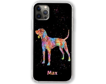 Englischer Coonhound iPhone Hülle Personalisierter Hund Benutzerdefinierter Name iPhone Samsung Huawei maßgeschneiderte Telefonhülle Geschenk Haustier American English Coonhound