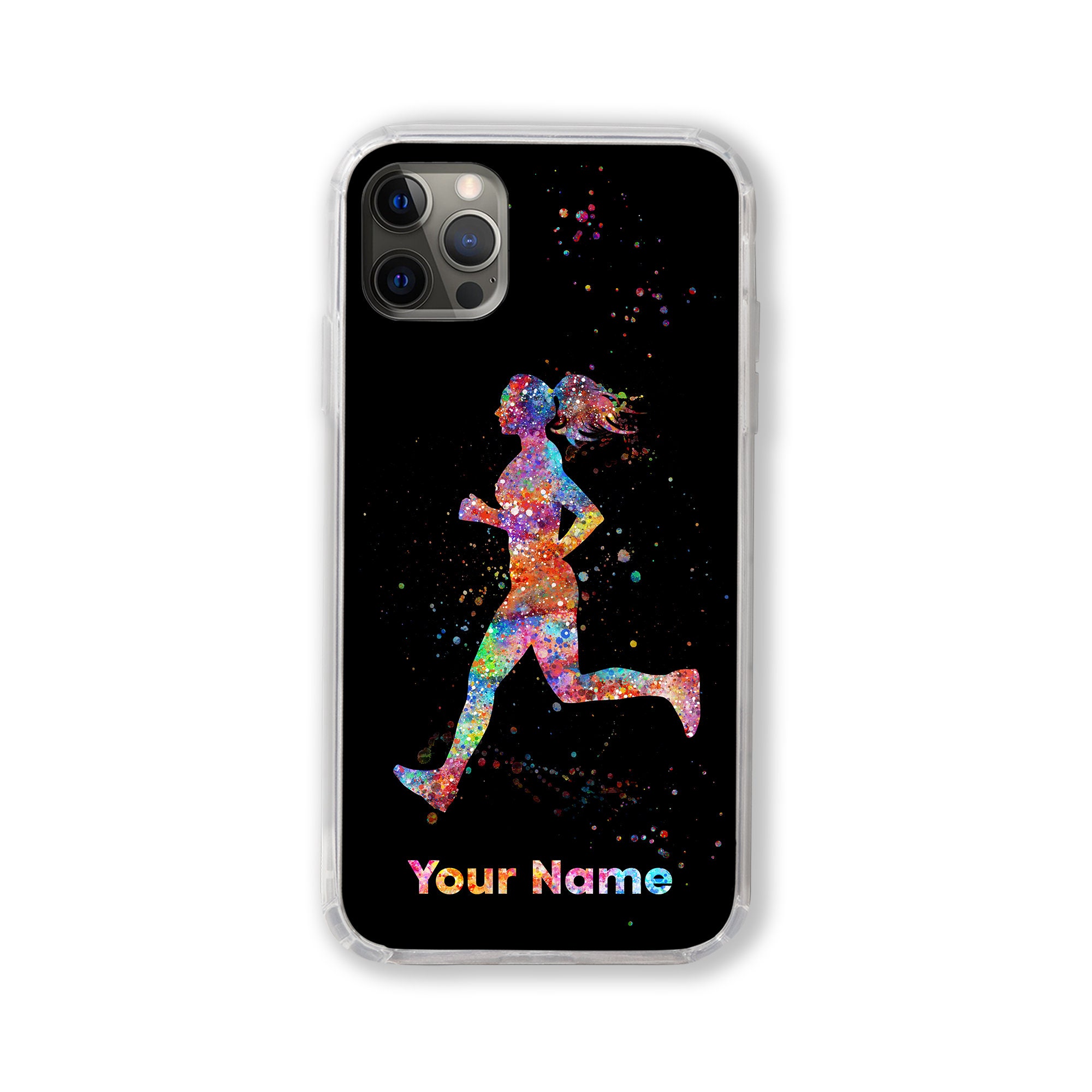 Running Girl Personalized Phone Case Female Runner Custom Name iPhone Samsung Huawei Customized Text Sprinting Woman Sprinter Gift