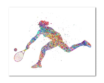 Jugadora de tenis femenina Póster Impresión Arte Pintura Impresión Habitación de invitados Decoración Sala de estar Decoración de pared Chica Jugadora de tenis Deportes Mujer Jugadora de tenis