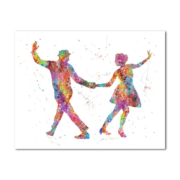 Swing Dancing Couple Poster Print Woman and Man Picture Boy and Girl Wall Art Decor Fan Gift Modern Art Painting Print Swing Dance Pair Gift