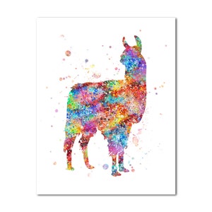 Llama Painting Print Nursery Room Decor Children Room Wall Poster Art Llama Picture Colorful Animal Illustration Art Print Décor
