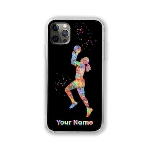 バスケットボール選手のパーソナライズされた電話ケース 女性 バスケットボール カスタム名 iPhone Samsung Huawei カスタマイズされたテキスト引用 女性 女の子 パーソナライズ