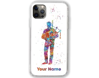 Dudelsackspieler Personalisierte Handyhülle Name iPhone Samsung Huawei Personalisierte Hülle Personalisierter Text männlicher Dudelsackspieler Musiker Geschenk