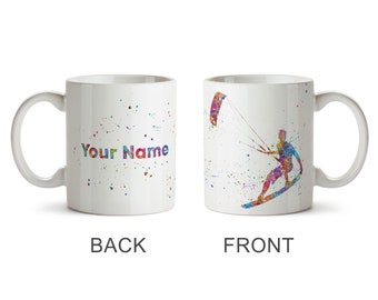 Kitesurf Mug Personnalisé Homme Café Tasse à Thé Nom Personnalisé Petit Cadeau Kitesurfers Mâle Kiteboarding Texte Personnalisé Citation Garçon Kiteboarder