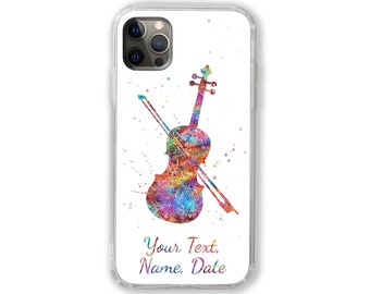 Personalisierte Violine Handyhülle iPhone Samsung Galaxy Huawei Hülle Personalisierter Name Text Geige Musikinstrument