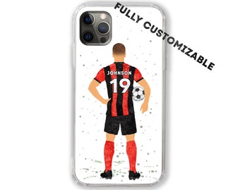 Soccer Player Personalized Phone Case Custom Colors Name Number Personalised iPhone Boy Man Male Football Player Customized Gift for him