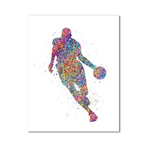 Basketball Player Print Picture Poster Gift for Him Basketball Man Dribbling Poster Sports Wall Art Decor Fan Gift Modern Art Painting Print