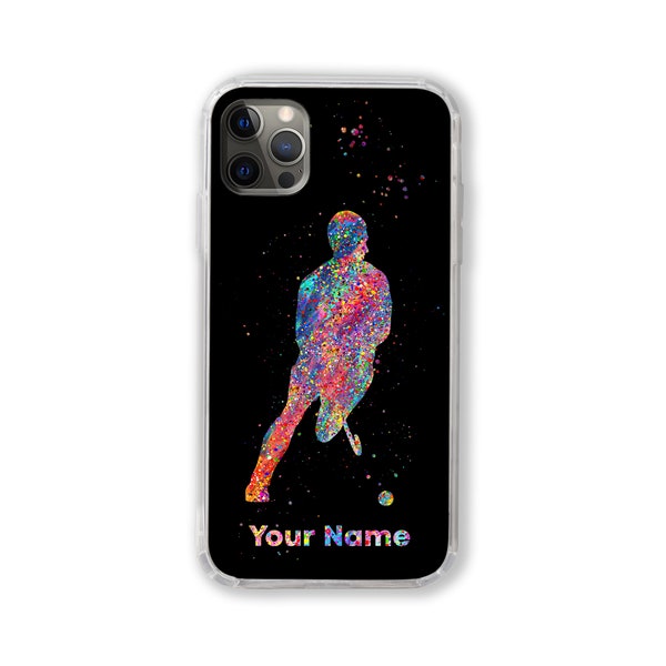 Coque de téléphone personnalisée joueur de hockey sur gazon Hockey masculin prénom personnalisé iPhone Samsung Galaxy texte personnalisé citation homme garçon cadeau personnalisé