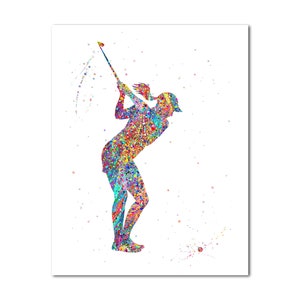 Golfer Girl Painting Print Golf Woman Modern Artwork Poster Print Sports Wall Art Decor Present Picture Art Gift for Her Female Golf Player