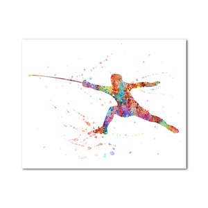 Fencer Art Male Poster Illustration Picture Fencing Man Painting Print Wall Art Decor Boys Room Art Decoration Fencing Lovers Gift Print