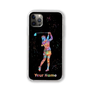 パーソナライズされた電話ケース 女性ゴルファー カスタム名 iPhone Samsung Huawei カスタマイズされたテキスト引用 女性ゴルファー 女の子 パーソナライズされたギフト