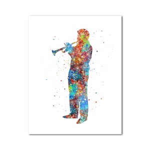 Trumpeter Male Poster Abstract Music Picture Wall Decor Man Painting Print Trumpet Player Art Gift for Music Teacher Trumpeter Boy Print