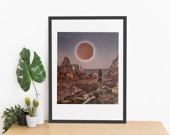 Another World - Surreal and Psychedelic Landscape Figurative Illustration for Interior Wall Decoration, Giclée Art Poster