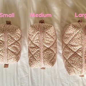 Quilted Makeup Bag in Baby Blue Gingham main image 1