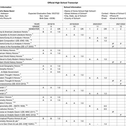 Homeschool High School Transcript Template by Subject & Year - Etsy
