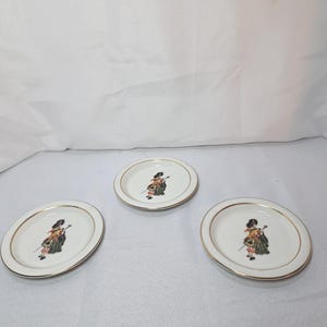 Vintage Dewar’s White Label Scotch Whisky Plates • Set of 3 • Scottish Barware Décor