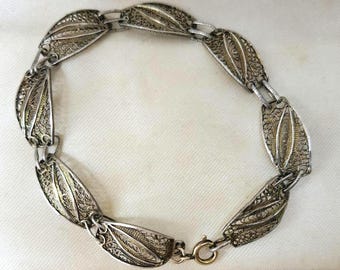 Vintage Silver Bracelet Continental Silver Gilt Filigree European Silver Link Bracelet Dainty Bracelet Vintage Jewellery 1930s 1940s 1950s