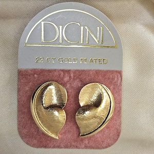 Gold Plated Clip On Earrings 1980s Statement Earrings Vintage Large Clip-On Earrings Vintage Earrings Costume Jewellery Vintage Jewellery