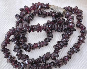 Vintage Granat Halskette Art-Deco-Stil Rot Edelstein Perlen Halskette Naturstein Halskette Granat Schmuck Geschenk Boho Schmuck