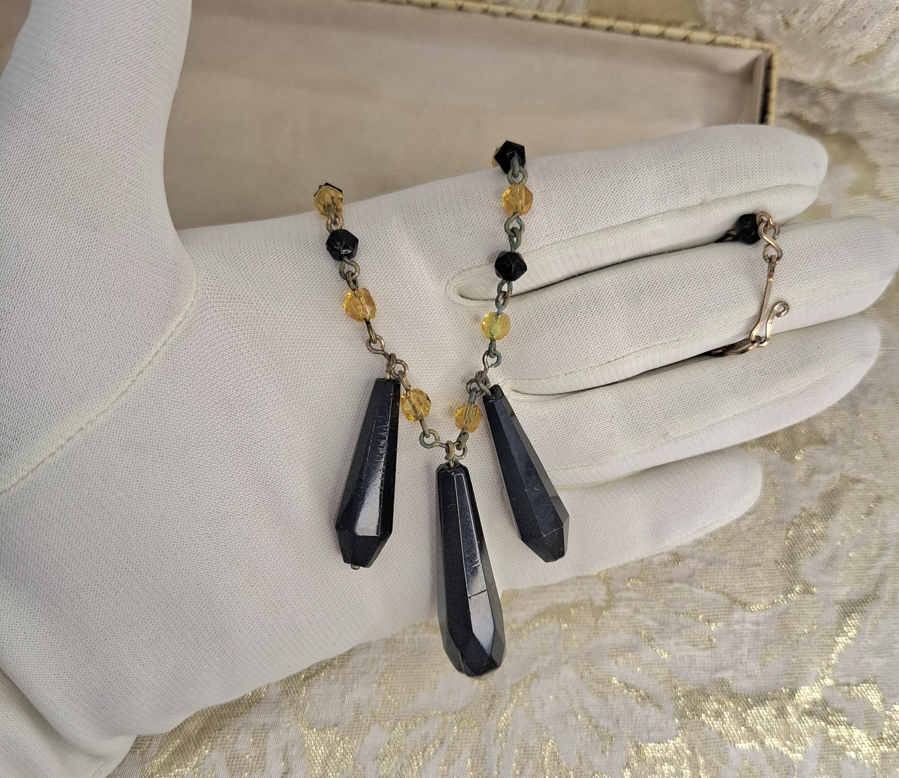 アールデコネックレス 1920年代 1930年代 フレンチジェットネックレス