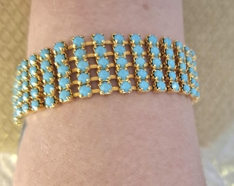 Vintage Bracelet Faux Turquoise Bracelet Retro 1950s 1960s Vintage Bracelet Vintage Costume Jewellery Boho Bracelet Statement Jewellery
