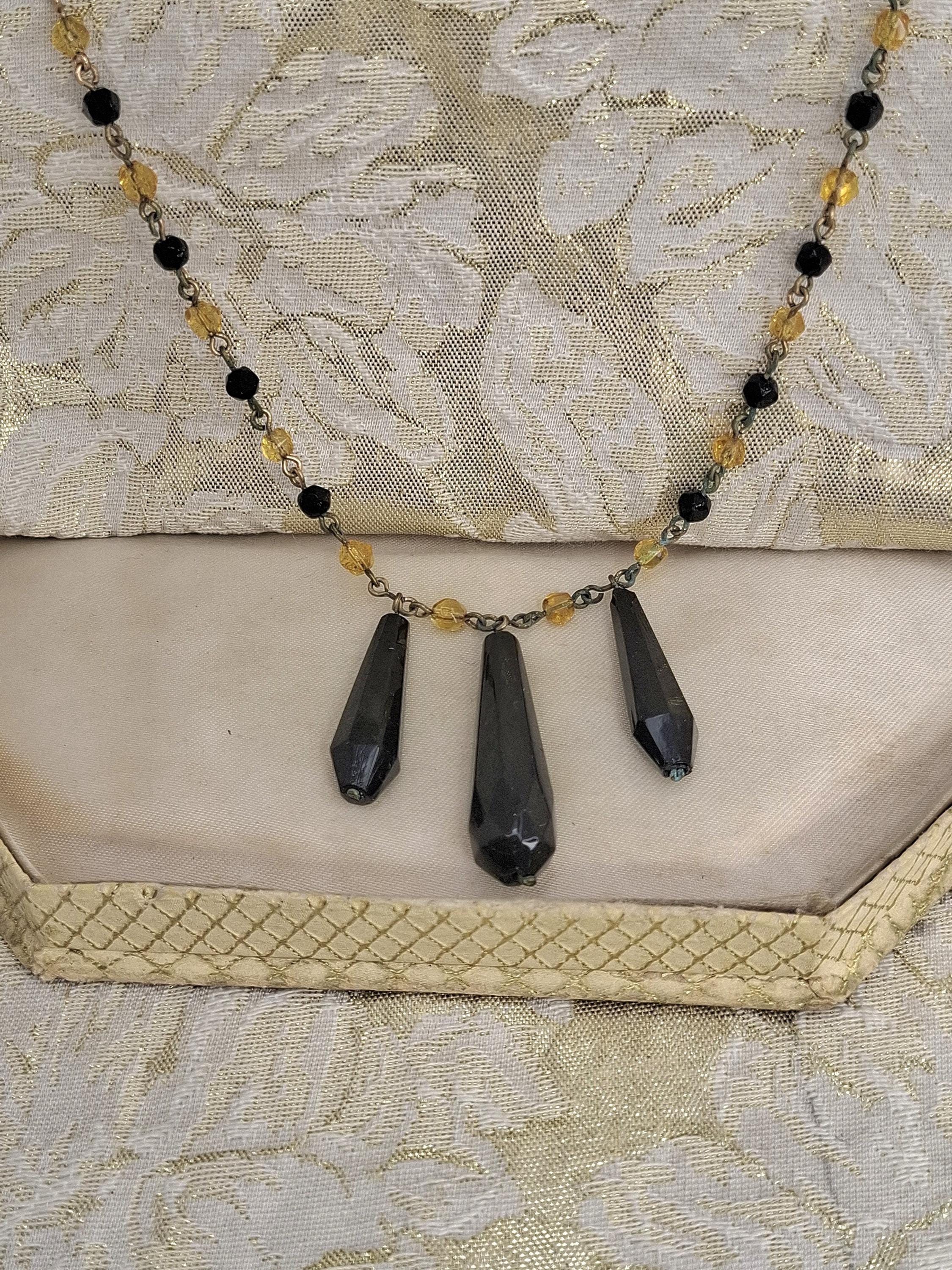 アールデコネックレス 1920年代 1930年代 フレンチジェットネックレス